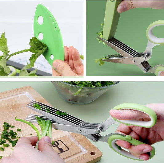 Herb scissors set with stainless steel 5-blade kitchen scissors
