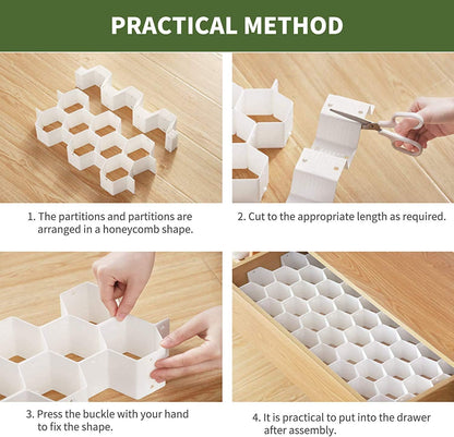 Honeycomb drawer divider for baby clothes