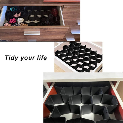 Honeycomb pattern drawer divider for closet organization