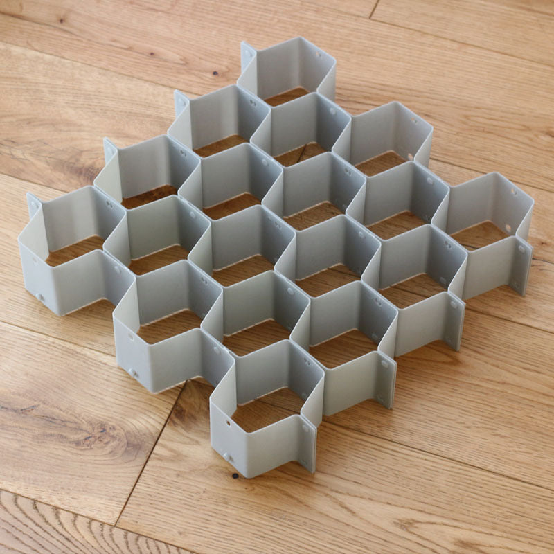 Honeycomb drawer divider in gray