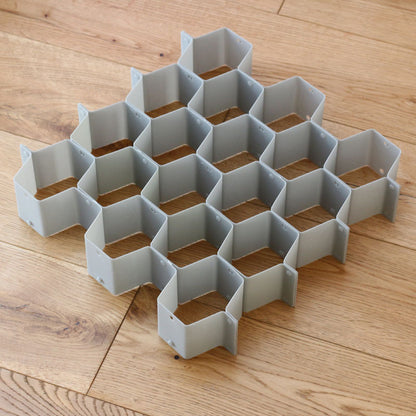 Honeycomb drawer divider in gray
