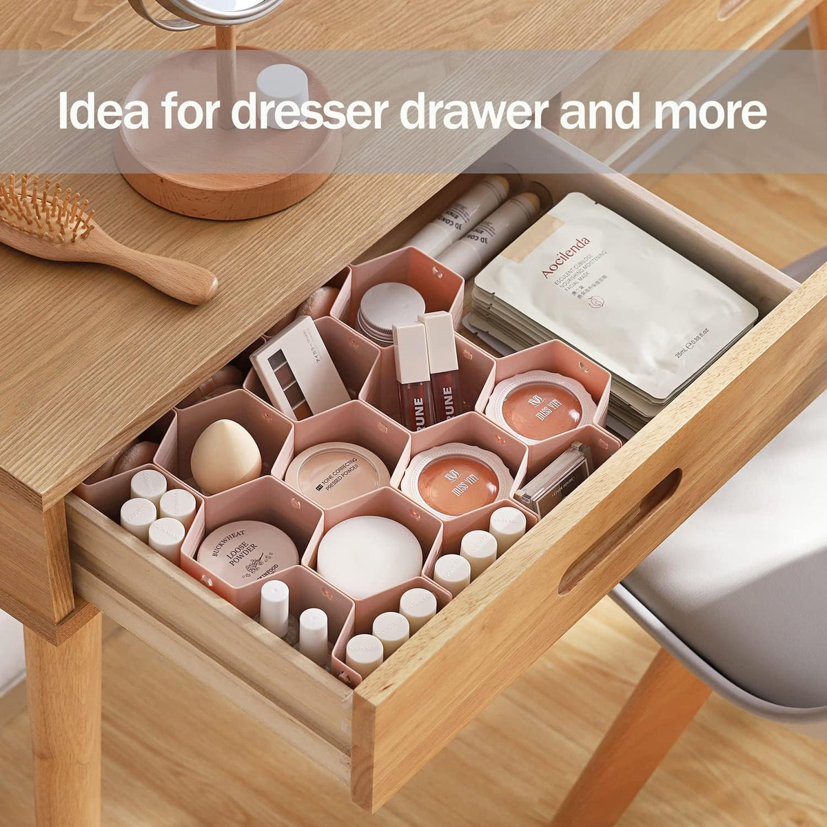 Honeycomb drawer organizer grid