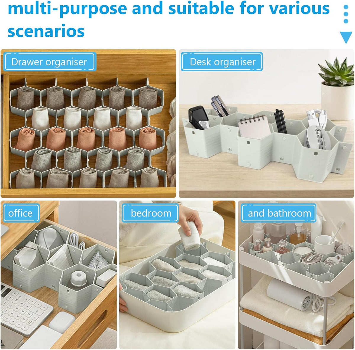 Honeycomb drawer organizer for scarves