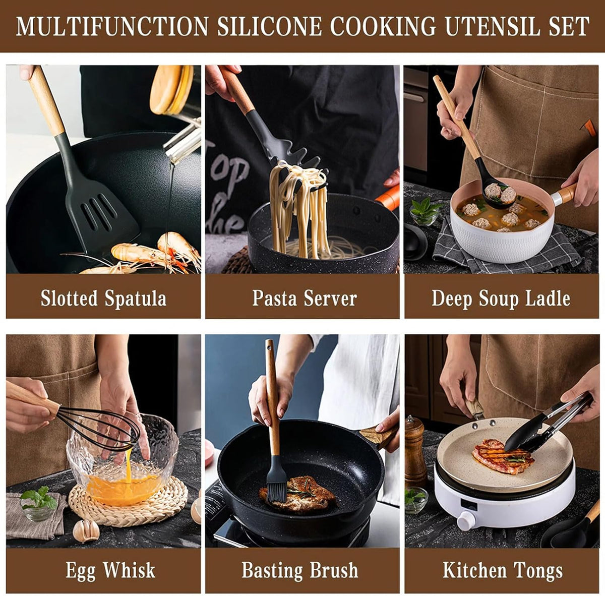Durable silicone utensils