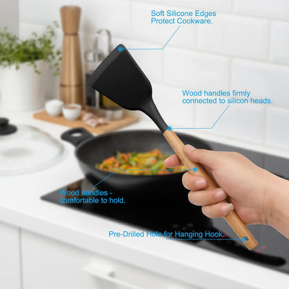 Silicone ladle and slotted spoon