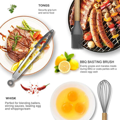 Silicone cooking tools for pans and pots