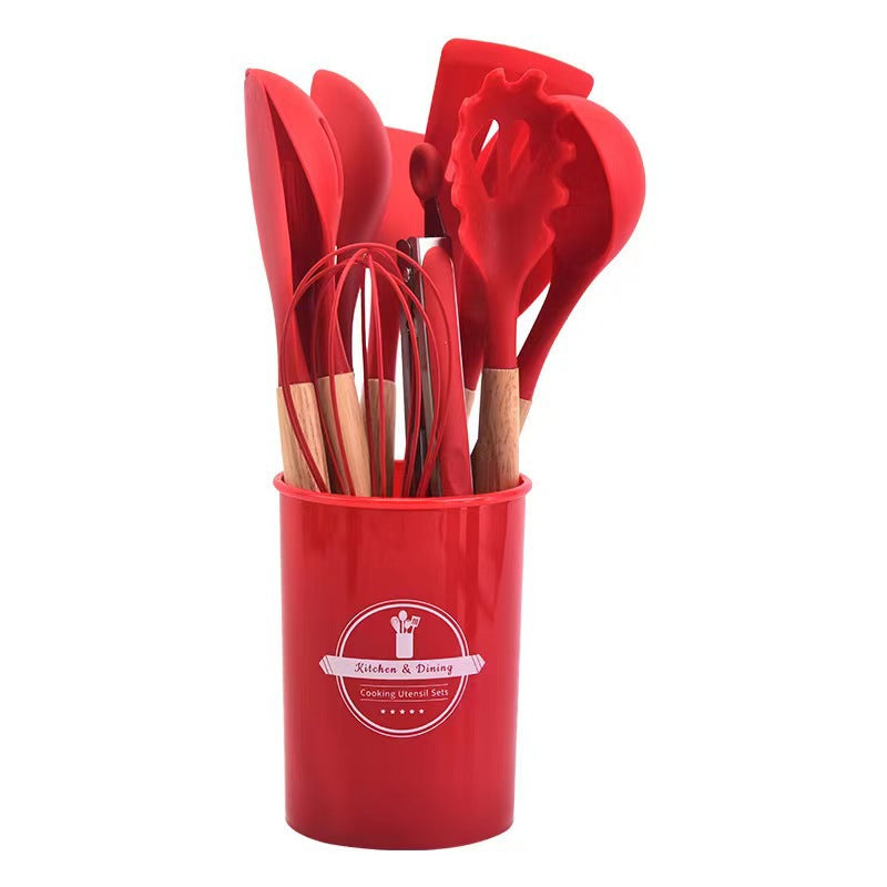 Kitchen silicone utensils set in red