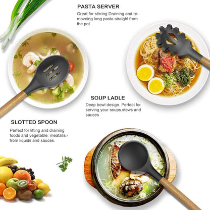 Silicone spatula, spoon and turner set