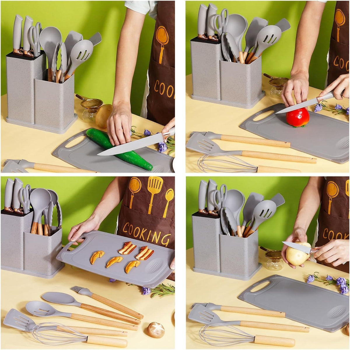 Kitchen silicone utensils set of 19 pieces