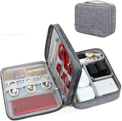 Large electronics organizer bag with 2 interior layers