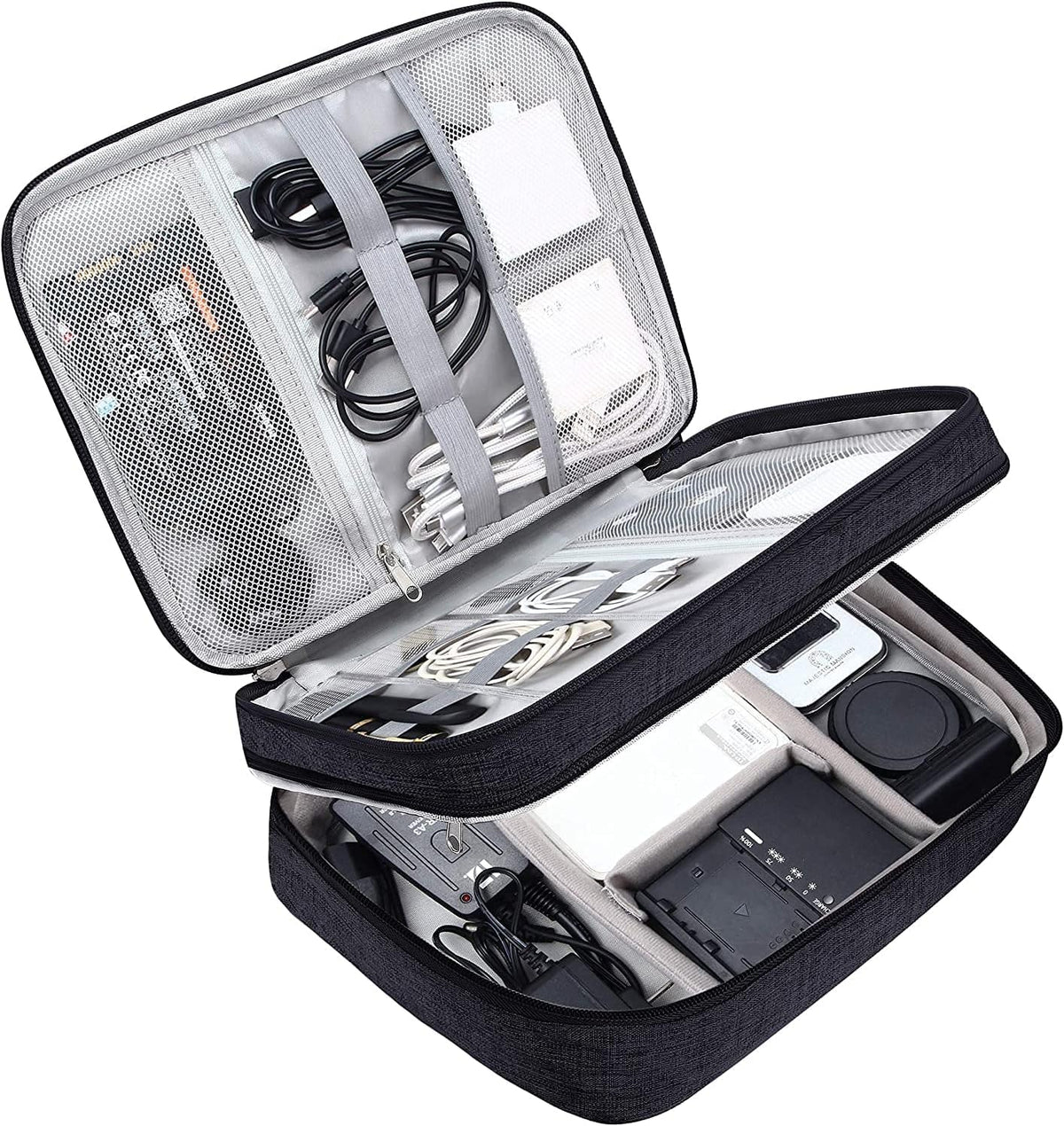 Electronics organizer with multiple compartments