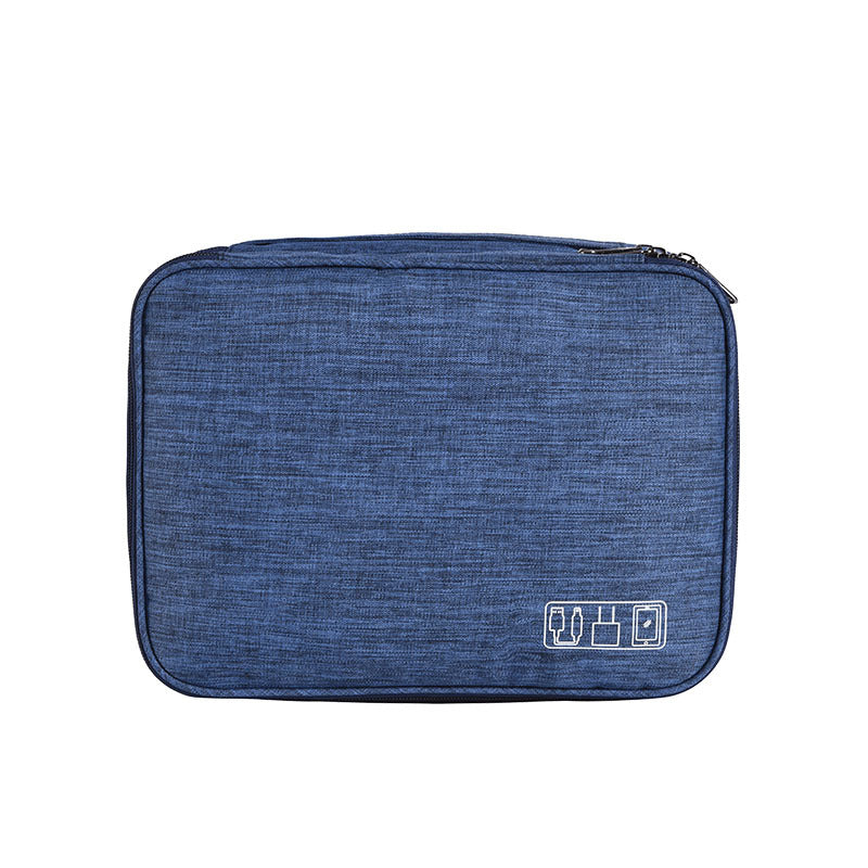 Large electronics organizing bag in dark blue
