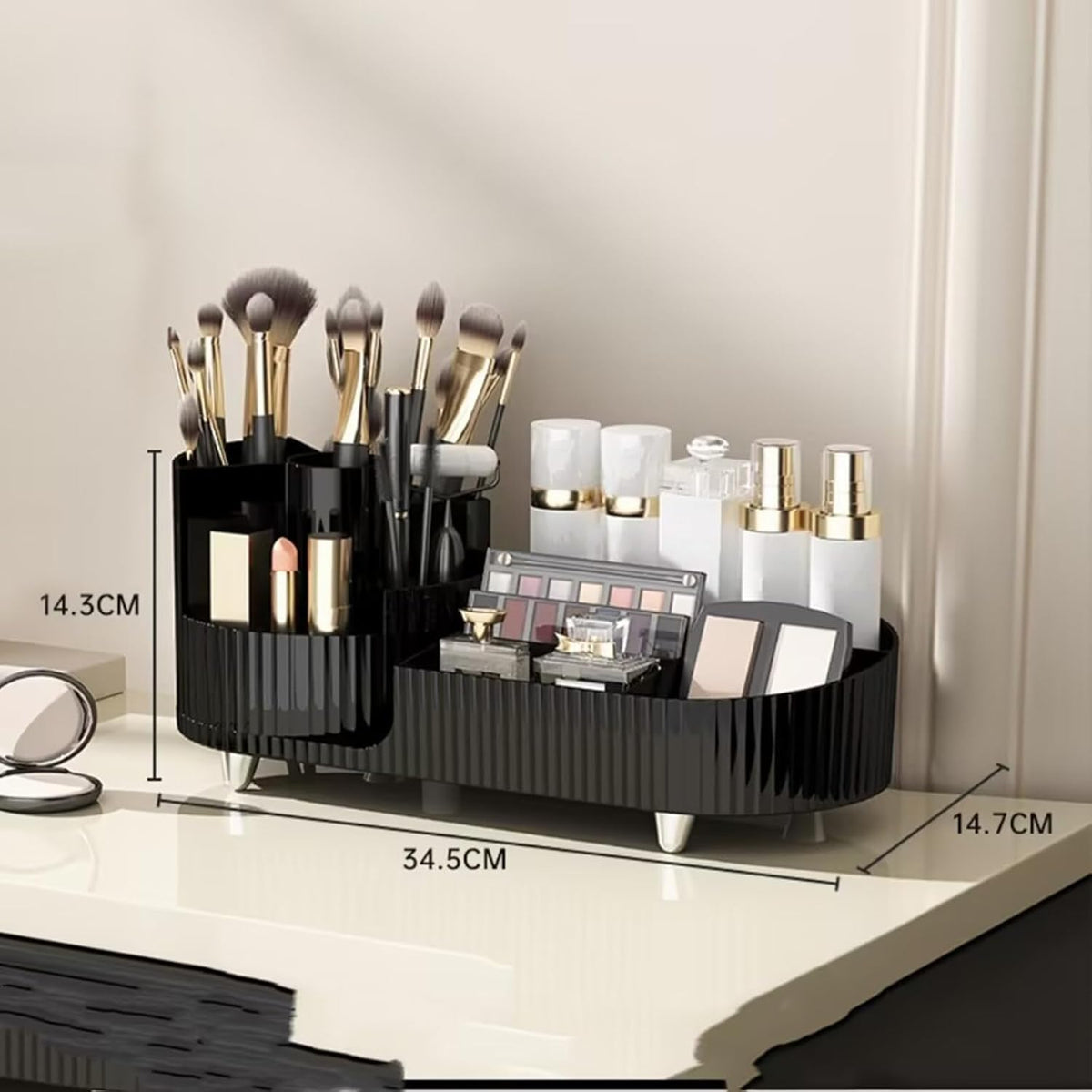 Large 360-degree rotating makeup organizer
