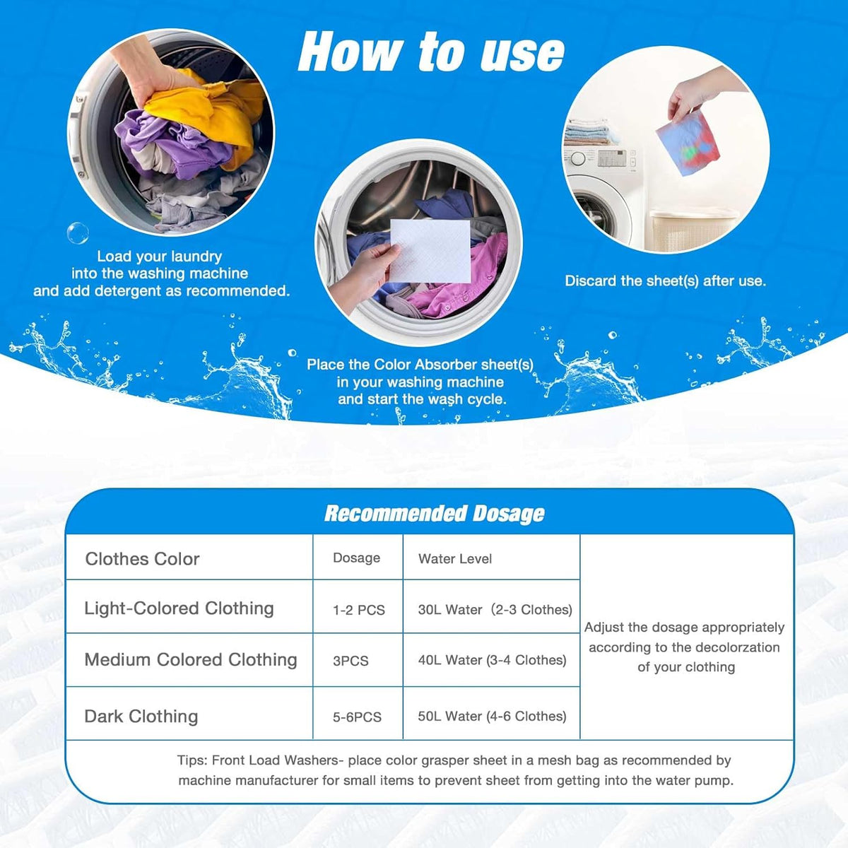Color protection sheets for washing machines