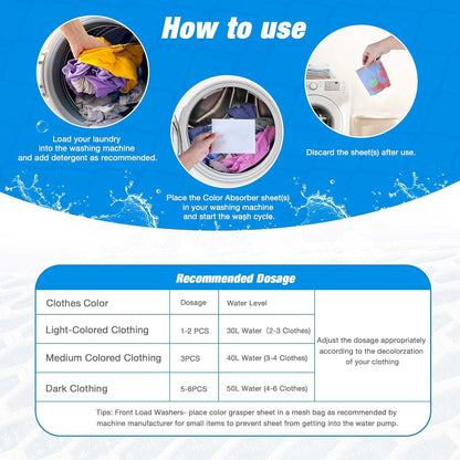 Color protection sheets for washing machines