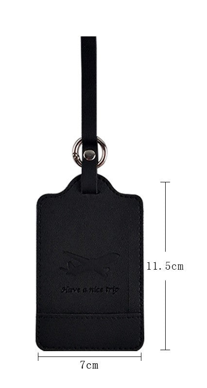 Leather luggage tag in black