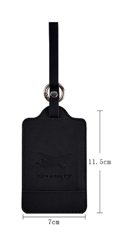 Leather luggage tag in black