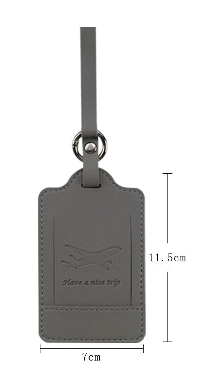 Leather luggage tag in grey