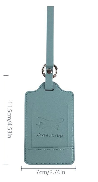 Leather luggage tag in light blue