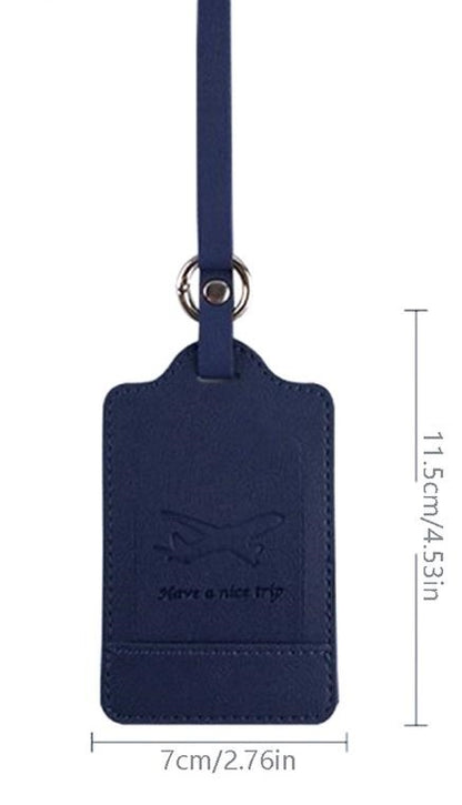 Leather luggage tag in navy