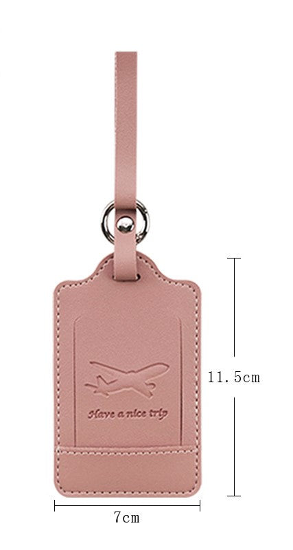 Leather luggage tag in pink