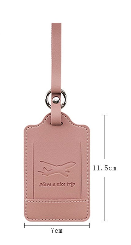 Leather luggage tag in pink