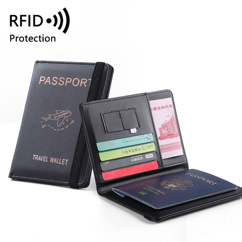 Leather passport holder in black