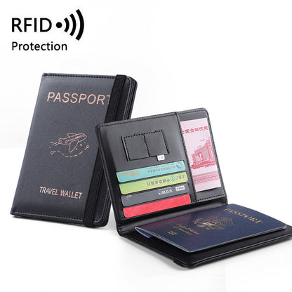 Leather passport holder in black