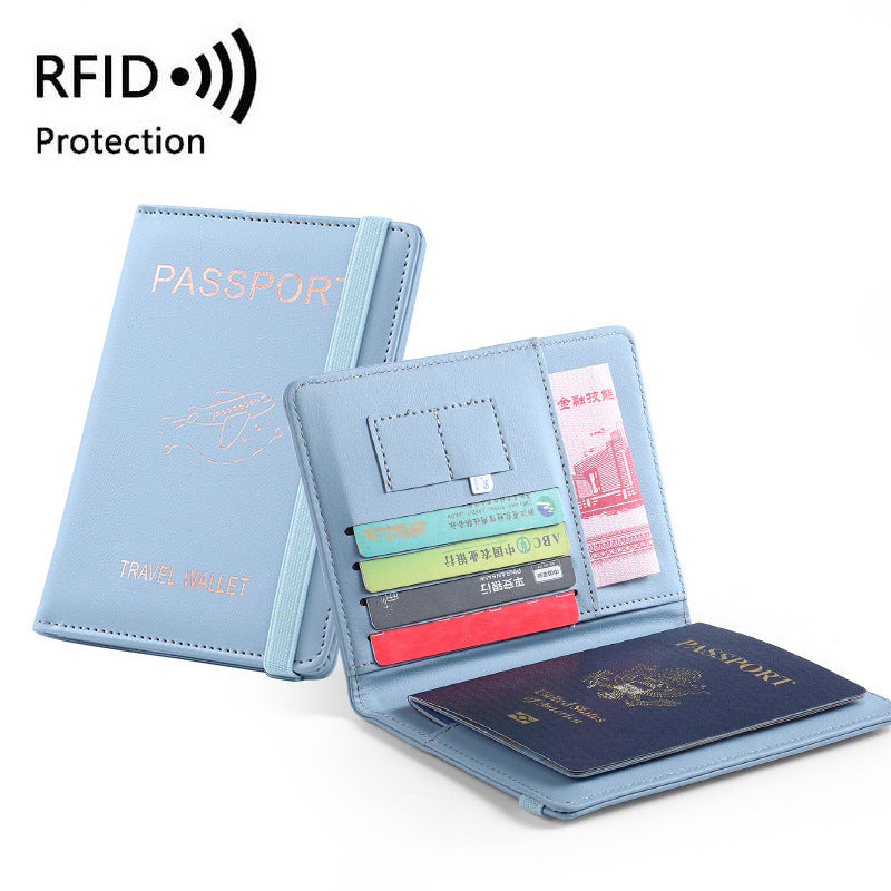 Leather passport holder in blue