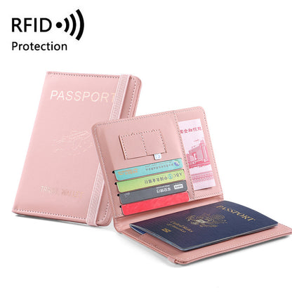 Leather passport holder in pink