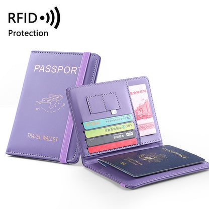 Leather passport holder in purple