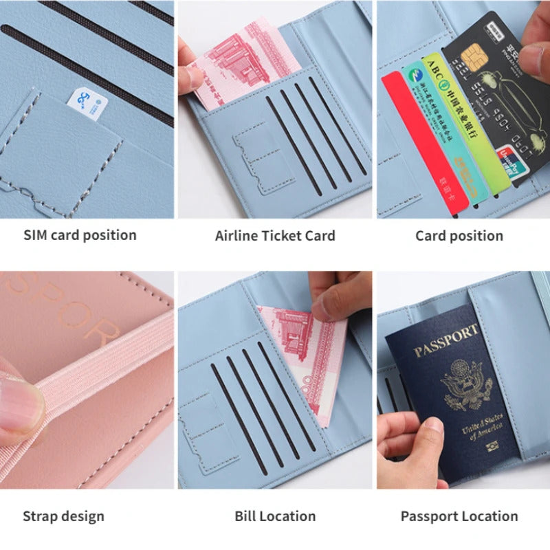Slim leather passport wallet