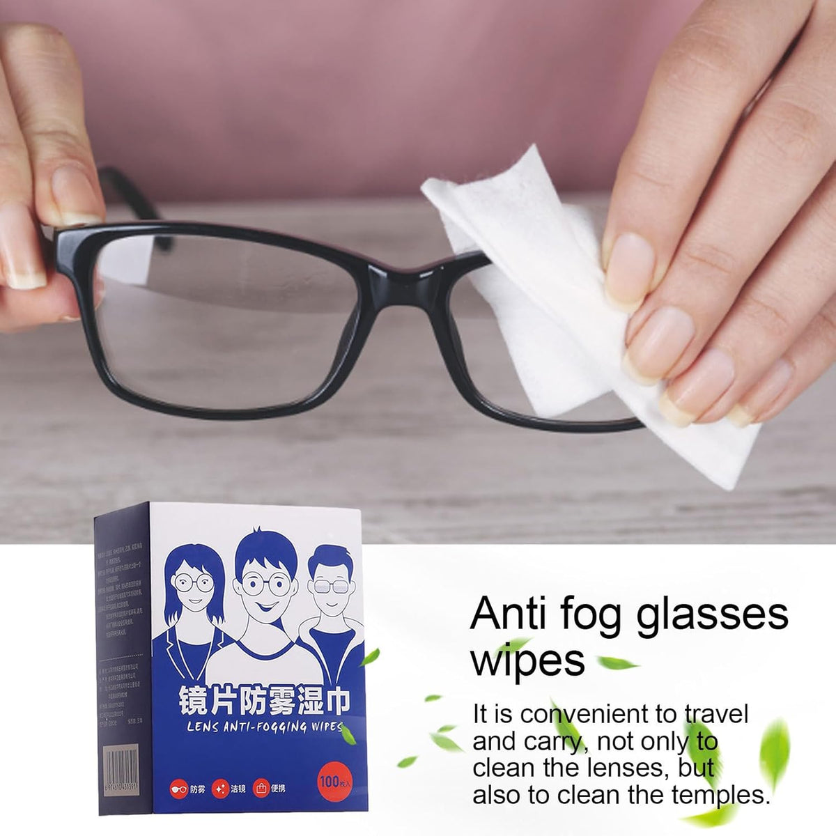 Anti-fog lens wipes, 100 wipes