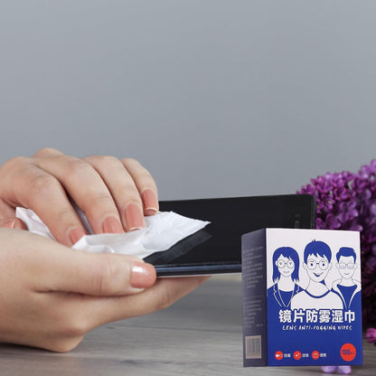 Anti-fog wipes for eyeglasses