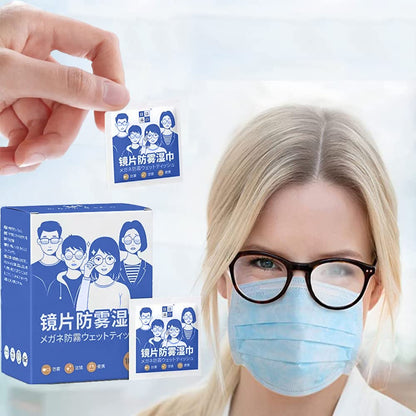 Pre-moistened lens wipes