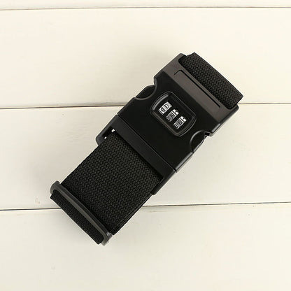 Luggage belt strap with lock in black