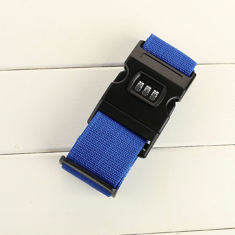 Luggage belt strap with lock in blue