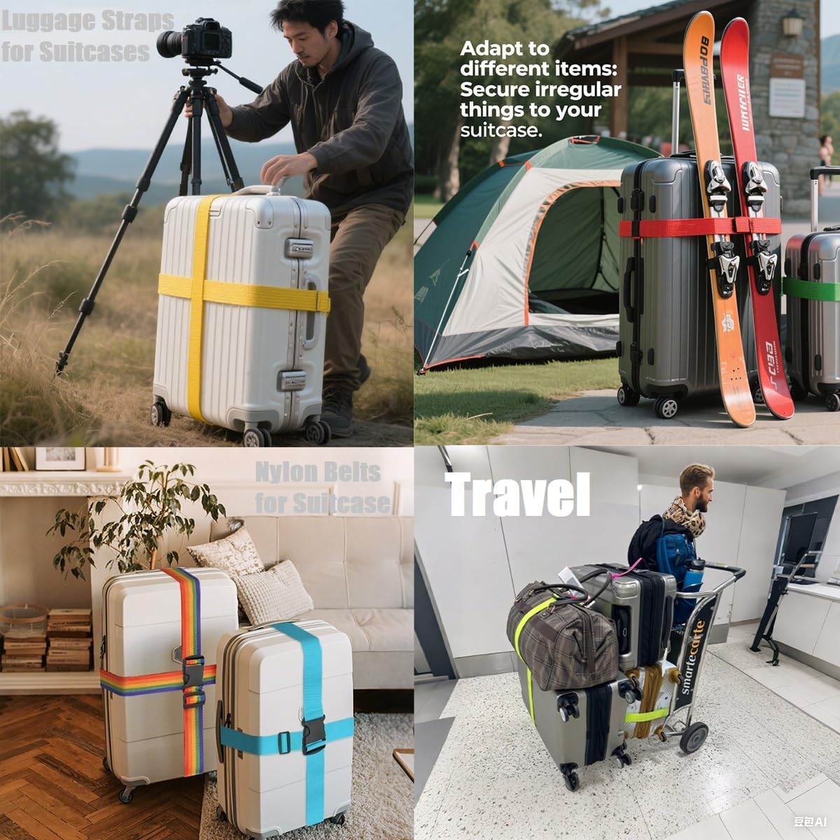 Colorful luggage straps