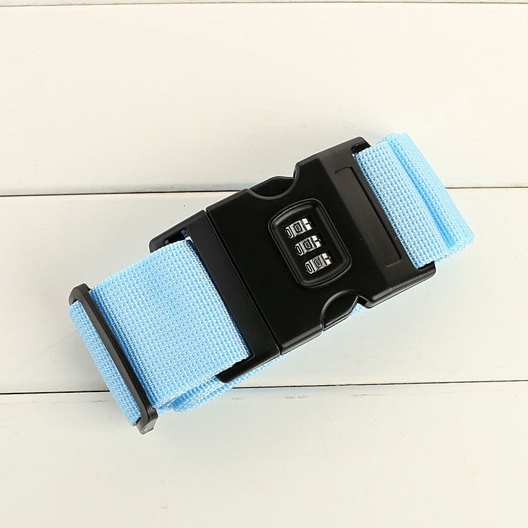 Luggage belt strap with lock in light blue