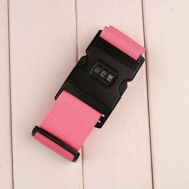 Luggage belt strap with lock in pink
