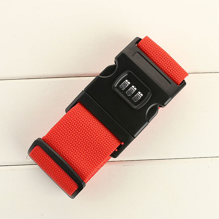 Luggage belt strap with lock in red
