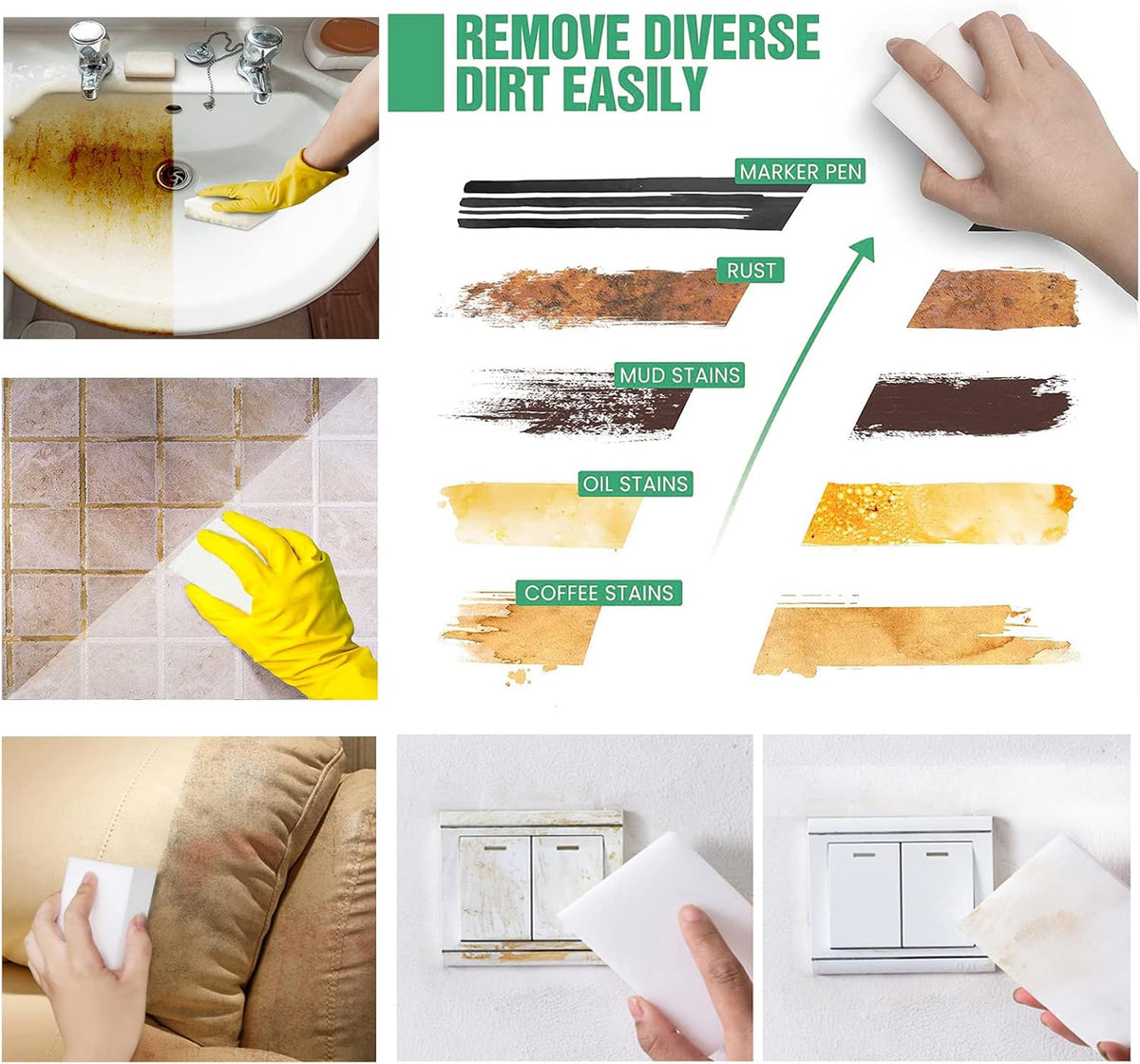 Magic eraser sponge for soap scum in showers and tubs