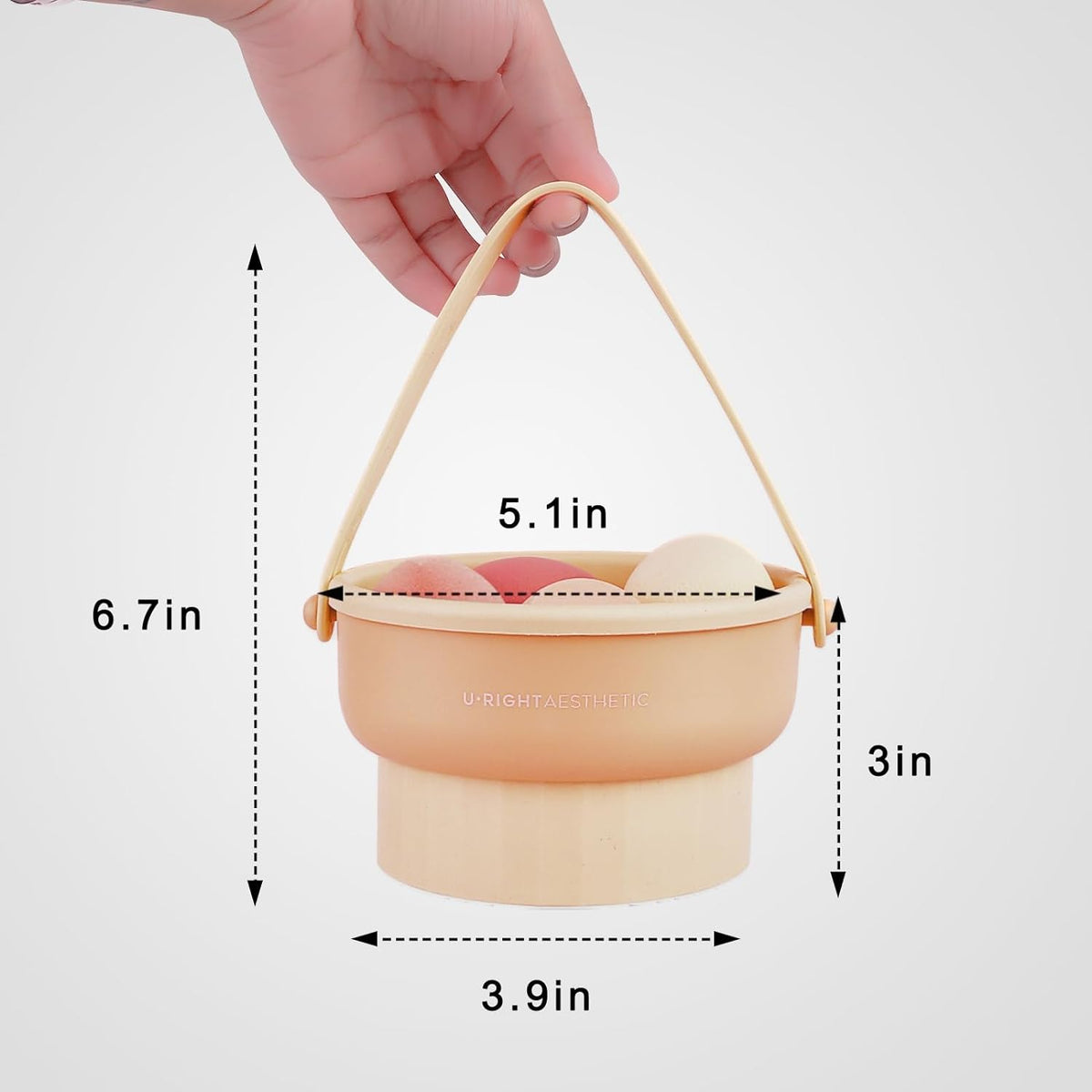 Makeup brush cleaning bowl in beige