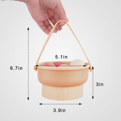 Makeup brush cleaning bowl in beige