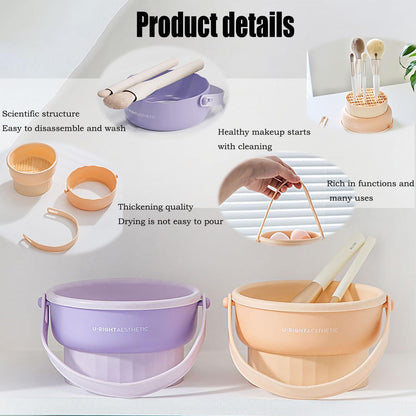 Makeup brush cleaning and drying tool