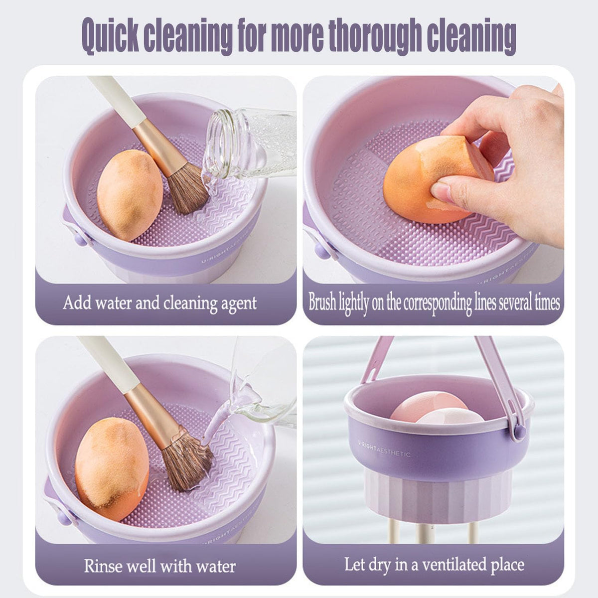 Brush cleaner bowl for foundation and powder brushes