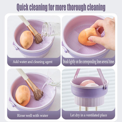Brush cleaner bowl for foundation and powder brushes