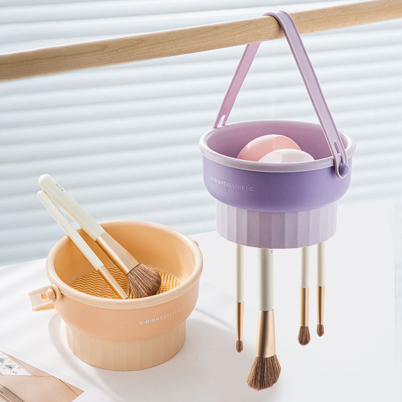 Makeup brush scrubber bowl