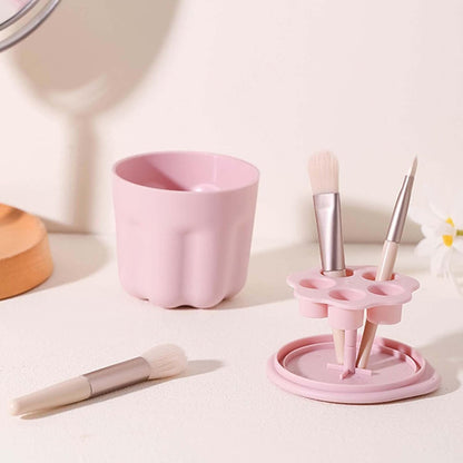 Makeup brush cleaning cup in pink