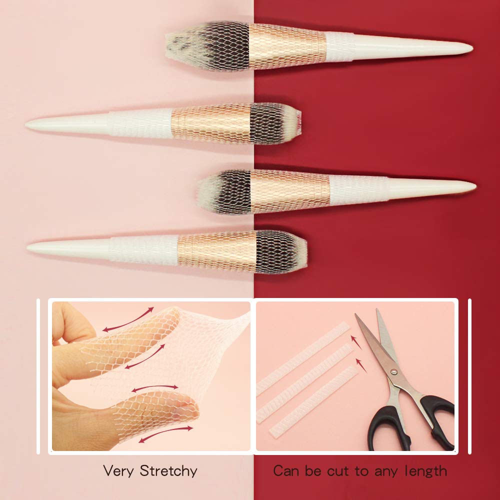 Expandable mesh sleeves for different makeup brush sizes